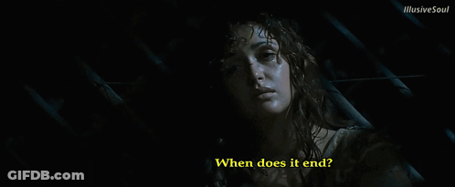 Woman Asking When Does It End Dark Room GIF