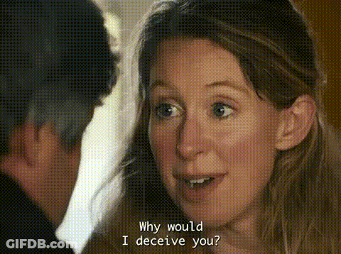 Woman Asks Why Would I Deceive You Looking At Man GIF