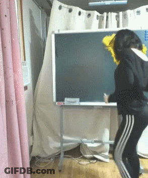 Woman At Blackboard Saying E GIF