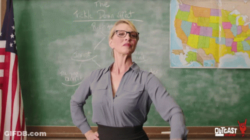 Woman At Blackboard Tickle Down Effect GIF