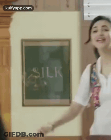 Woman At Chalkboard Saying Silk GIF