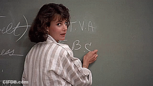 Woman At Chalkboard With T.V.A GIF