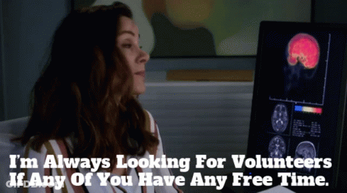 Woman At Computer Saying I'm Always Looking For Volunteers GIF