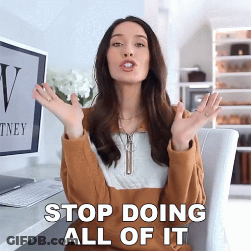 Woman At Computer Saying Stop Doing All Of It GIF