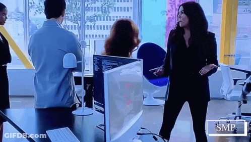 Woman At Computer With SMP GIF