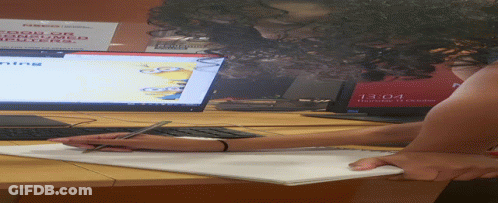 Woman At Desk No Smoking Or Using Computer GIF