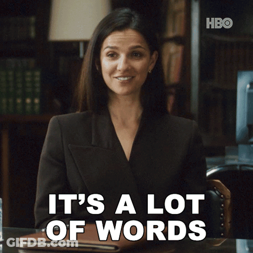 Woman At Desk Saying It's A Lot Of Words GIF
