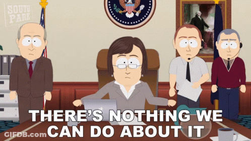 Woman At Desk Saying There's Nothing We Can Do About It GIF