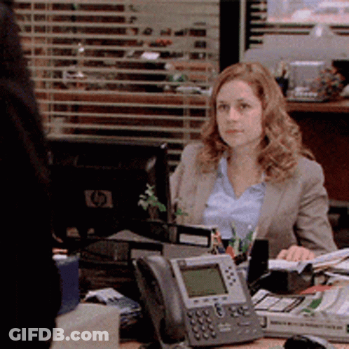 Woman At Desk With HP Monitor GIF