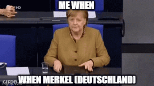 Woman At Desk With Laptop Saying Me When Merkel Deutschland GIF