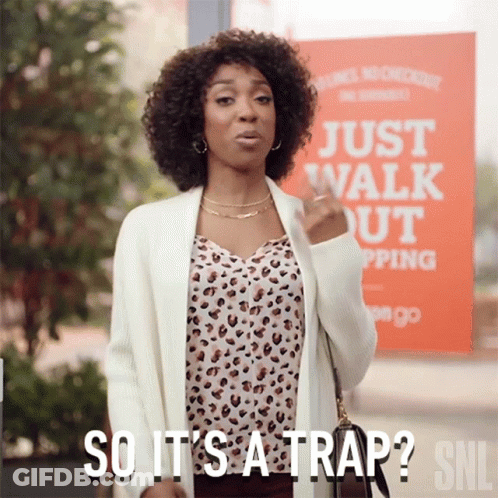 Woman At Just Walk Out Shopping Sign GIF