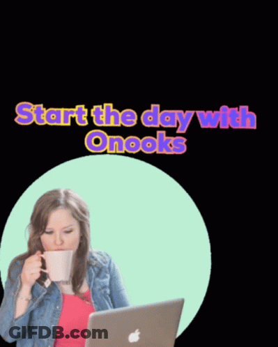 Woman At Laptop Start The Day With Onooks GIF