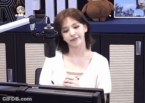Woman At Microphone In Radio Studio GIF