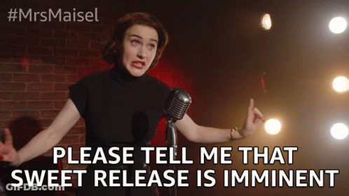Woman At Microphone Pleading Sweet Release Is Imminent GIF