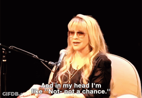 Woman At Microphone Saying And In My Head I'm Like Not A Chance GIF