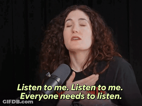 Woman At Microphone Says Listen To Me GIF