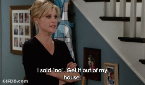 Woman At Staircase Says I Said No Get It Out Of My House GIF