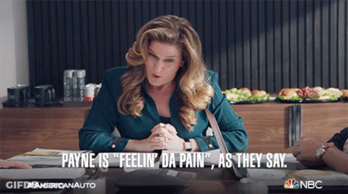 Woman At Table Payne Is Feelin Da Pain GIF