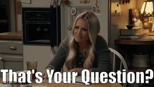 Woman At Table Saying That's Your Question GIF