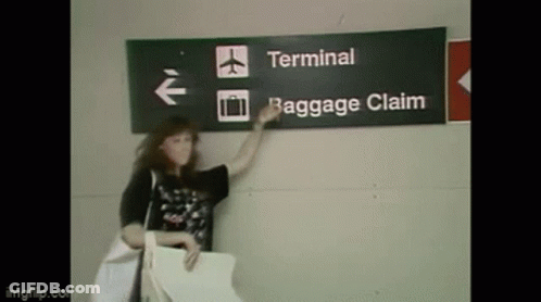 Woman At Terminal Baggage Claim Sign GIF