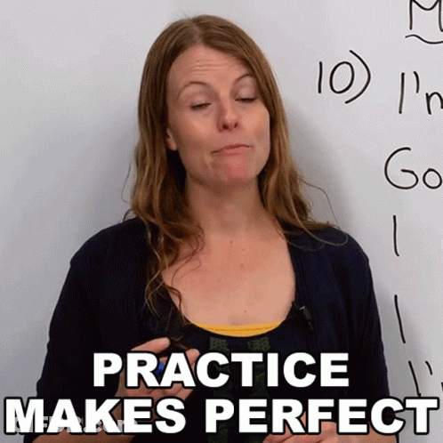 Woman At White Board Practice Makes Perfect GIF