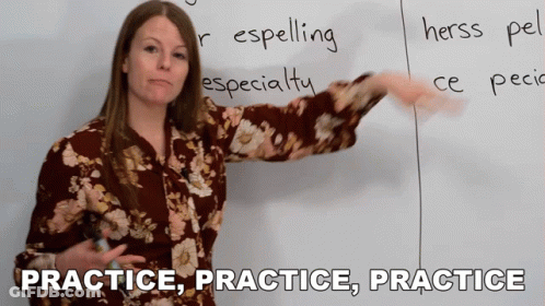 Woman At Whiteboard Saying Practice GIF