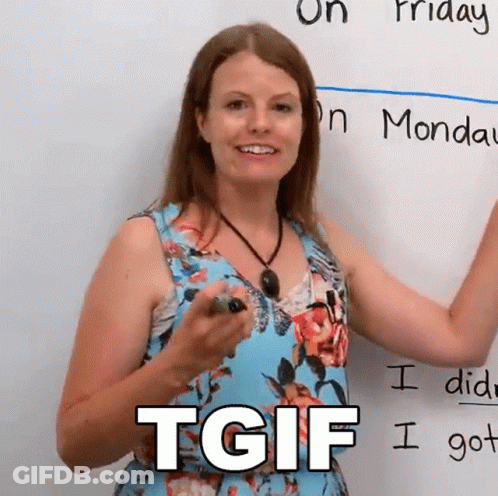 Woman At Whiteboard With TGIF GIF