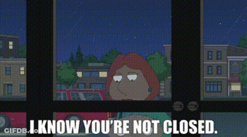Woman At Window: I Know You're Not Closed GIF