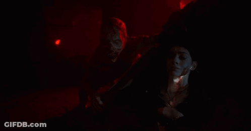 Woman Attacked By Monster In Dark GIF