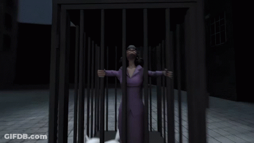 Woman Behind Bars Saying Nooo GIF