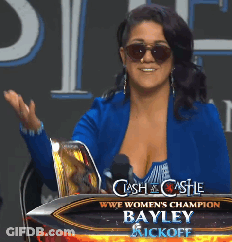 Woman Behind Podium Bayley Kickoff GIF