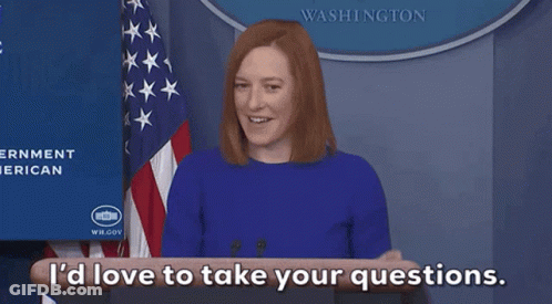 Woman Behind Podium Saying I'd Love To Take Your Questions GIF
