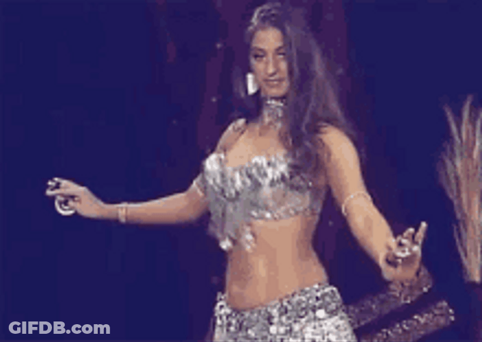 Woman Belly Dance Silvery Costume GIF
