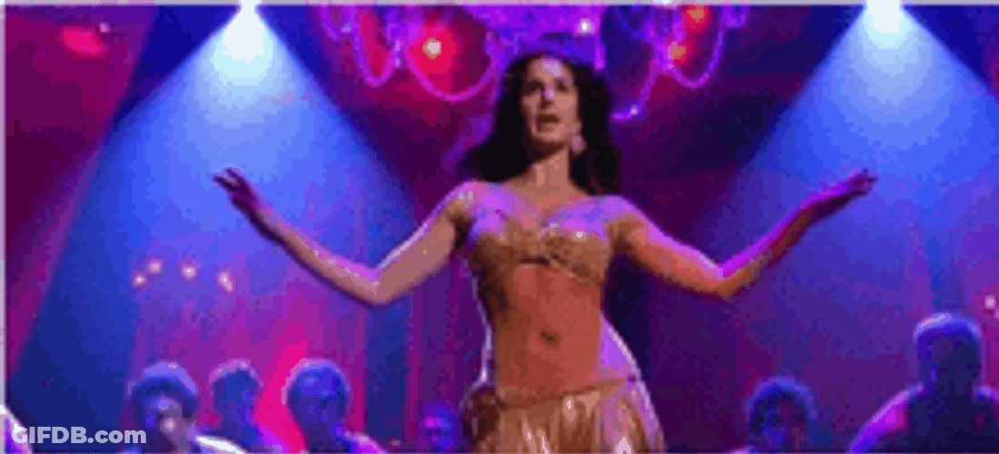 Woman Belly Dance With Backup Men GIF