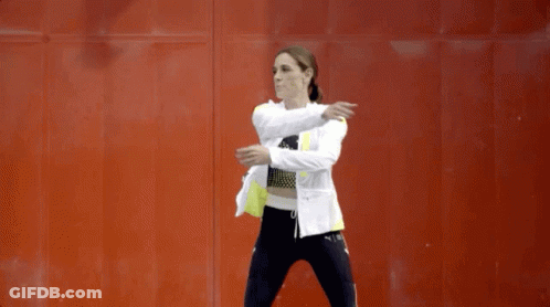 Woman Bending Over Red Wall White Black GIF