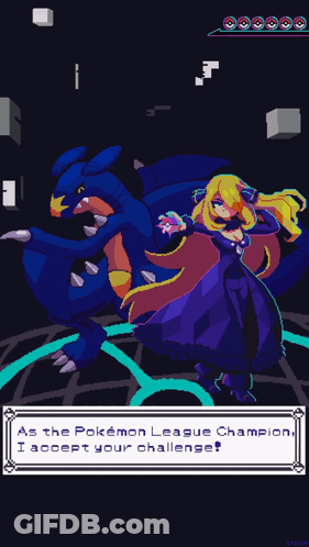 Woman Beside Blue Dragon As The Pokemon League Champion I Accept Your Challenge GIF
