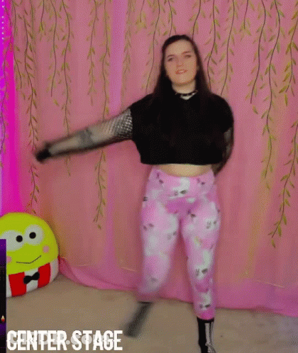 Woman Black Crop Top Pink Pants Dancing Center Stage GIF