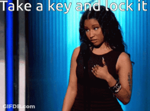 Woman Black Dress Microphone Take A Key And Lock It GIF