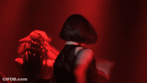Woman Black Dress Red Background GIF