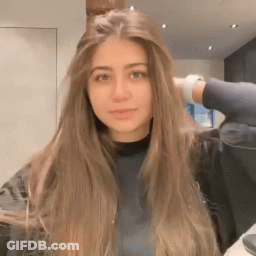 Woman Blow Drying Her Long Brown Hair GIF