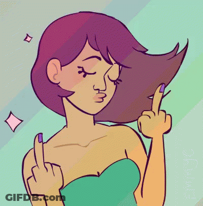 Woman Blowing Kiss And Giving Middle Finger GIF