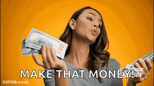 Woman Blowing Kiss Holding Money GIF