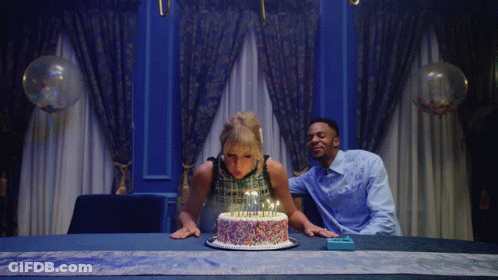 Woman Blowing Out Birthday Cake Candles With Sprinkles GIF
