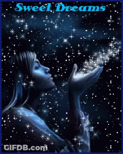 Woman Blowing Stars Sweet Dreams GIF
