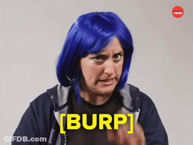 Woman Blue Hair Burp GIF