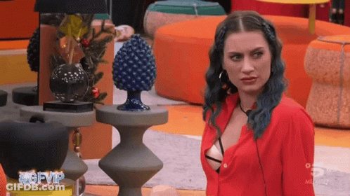 Woman Blue Hair Red Shirt #Gfvip GIF