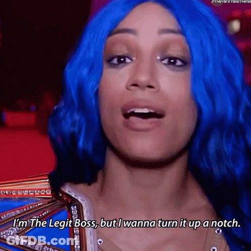 Woman Blue Hair Saying I'm The Legit Boss GIF