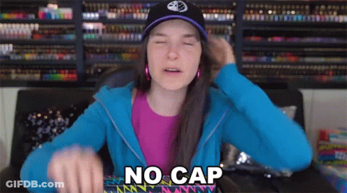 Woman Blue Jacket Black Hat Says No Cap GIF