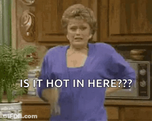 Woman Blue Shirt Asks Is It Hot Here GIF