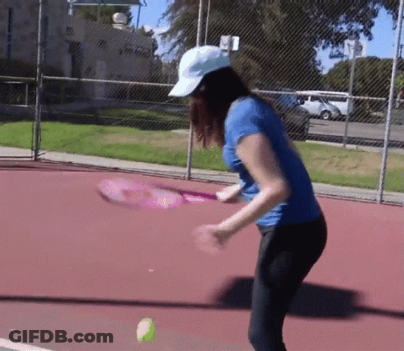 Woman Bouncing Tennis Ball GIF